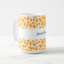 手パーソナライズされた引き黄イタリアンレモン コーヒーマグカップ