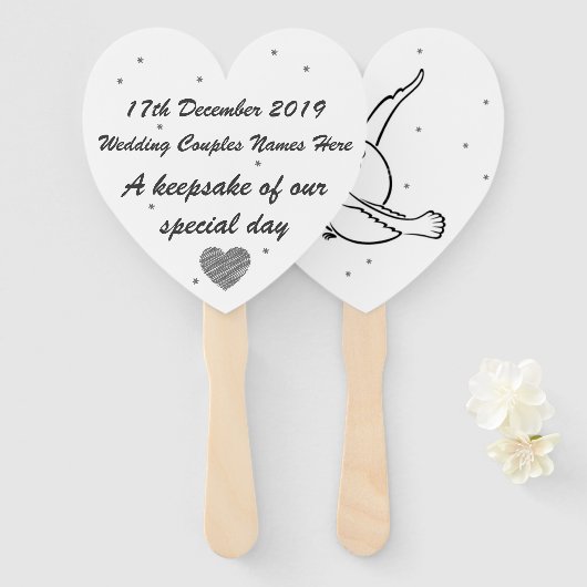 手パーソナライズされた持ちファン結婚- Keepsake ハンドファン (正面&裏面)