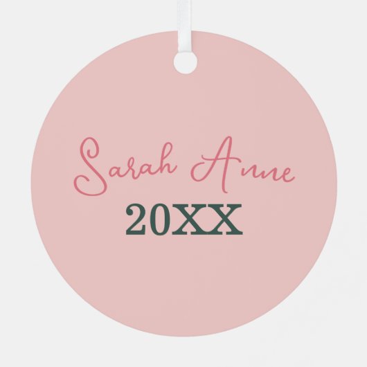 手パーソナライズされた描きスケッチベビーの最初のメタル メタルオーナメント (裏面)