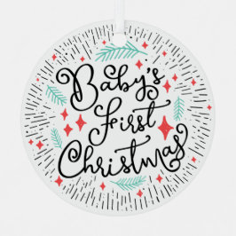 手パーソナライズされた描きスケッチベビーの最初 メタルオーナメント