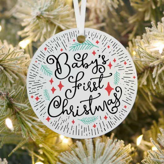 手パーソナライズされた描きスケッチベビーの最初 メタルオーナメント (インサイチュ)