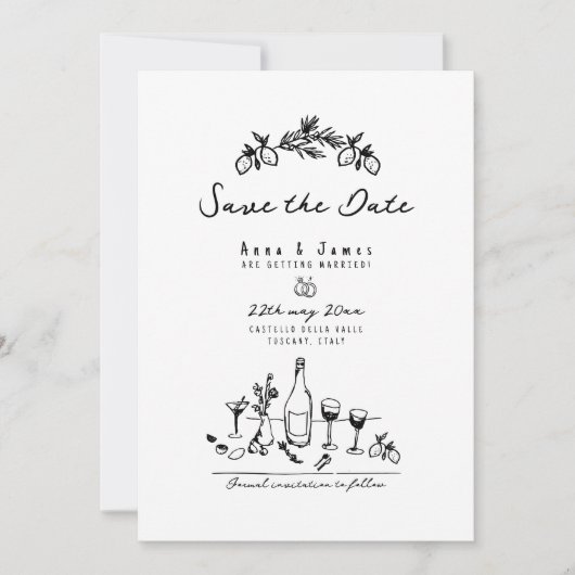 手ファンキーお洒落引きイタリアン結婚の 招待状 (正面)