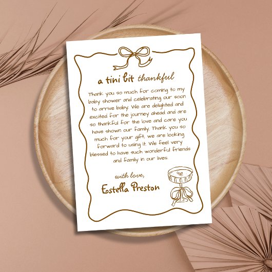 手ファンキーお洒落引きマルティーニ赤ちゃんシャワー サンキューカード