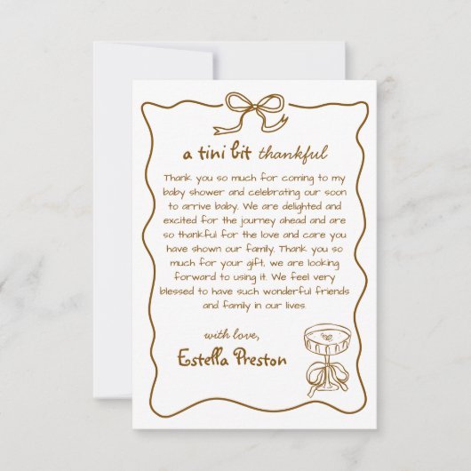 手ファンキーお洒落引きマルティーニ赤ちゃんシャワー サンキューカード (正面)