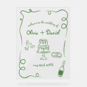 手ファンキーお洒落文字図解入りの、写真付きの標識 アクリルサイン (正面)