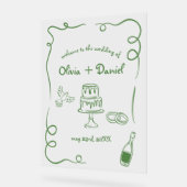 手ファンキーお洒落文字図解入りの、写真付きの標識 アクリルサイン (傾斜)