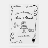 手ファンキーお洒落文字図解入りの、写真付きの標識 アクリルサイン (正面)