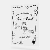 手ファンキーお洒落文字図解入りの、写真付きの標識 アクリルサイン (傾斜)