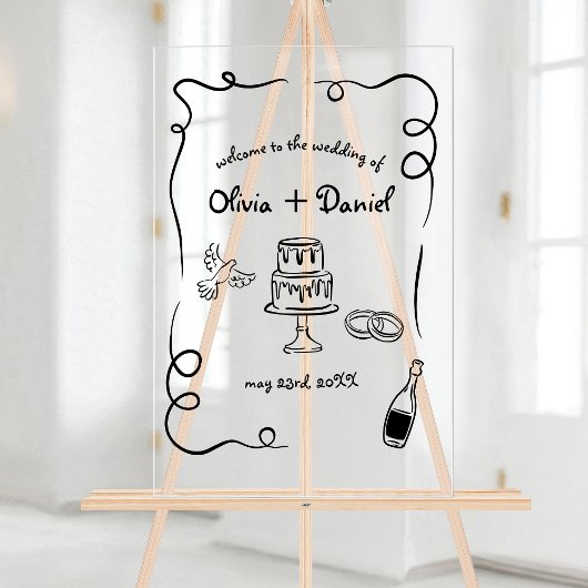 手ファンキーお洒落文字図解入りの、写真付きの標識 アクリルサイン