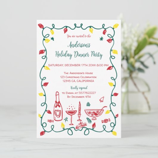 手ファンキー引きクリスマスお洒落パーティー 招待状 (スタンド正面)