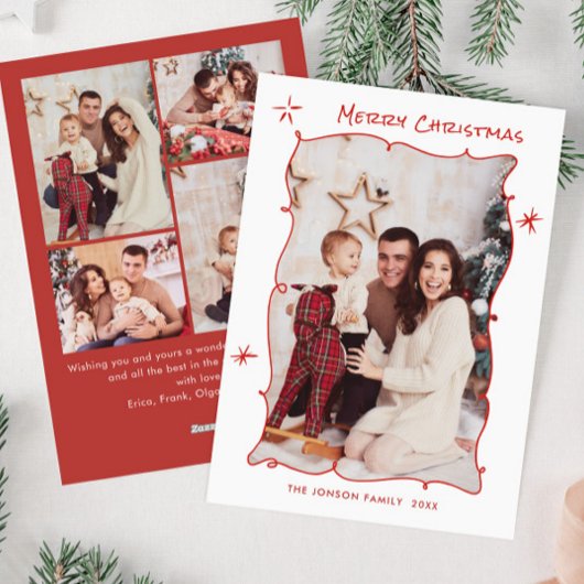 手ファンキー引きレトロお洒落クリスマス5写真 シーズンカード