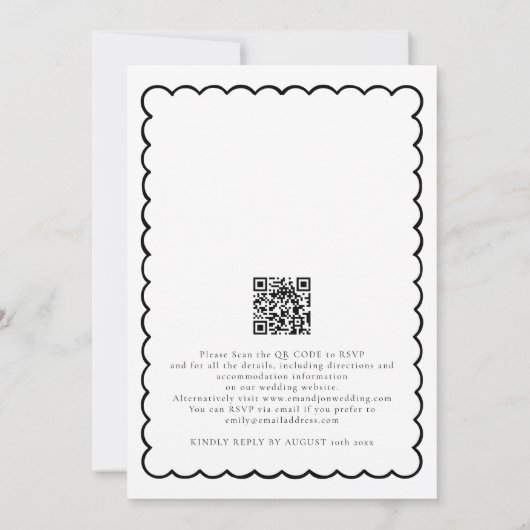 手ファンキー引き波線縁ど結婚の 招待状 (裏面)