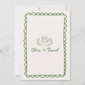 手ファンキー引き緑の手書き結婚の文字 招待状 (裏面)