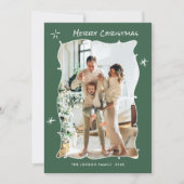 手ファンキー引き落書きレトロクリスマス5写真 シーズンカード (正面)