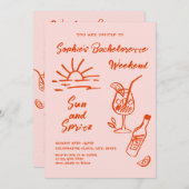 手ファンキー引き落書きレトロバチェロレッテ 招待状 (正面/裏面)