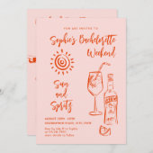 手ファンキー引き落書きレトロバチェロレッテ 招待状 (正面/裏面)