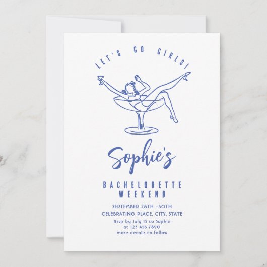 手ファンキー引き落書きレトロバチェロレッテ 招待状 (正面)