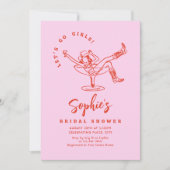 手ファンキー引き落書きレトロブライダルシャワー 招待状 (正面)