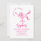 手ファンキー引き落書きレトロブライダルシャワー 招待状 (正面)