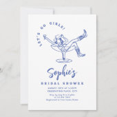 手ファンキー引き落書きレトロブライダルシャワー 招待状 (正面)