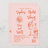 手ファンキー引き落書きレトロブライダルシャワー 招待状 (正面/裏面)