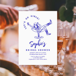 手ファンキー引き落書きレトロブライダルシャワー 招待状