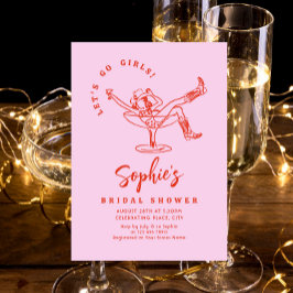 手ファンキー引き落書きレトロブライダルシャワー 招待状