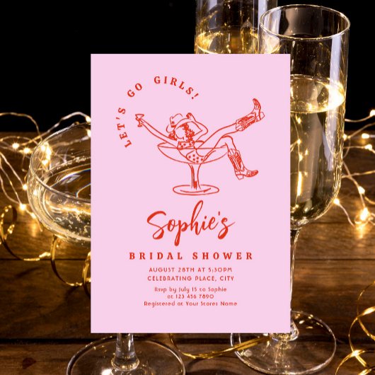 手ファンキー引き落書きレトロブライダルシャワー 招待状