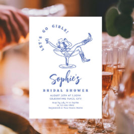 手ファンキー引き落書きレトロブライダルシャワー 招待状