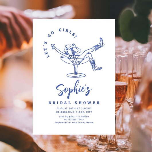 手ファンキー引き落書きレトロブライダルシャワー 招待状