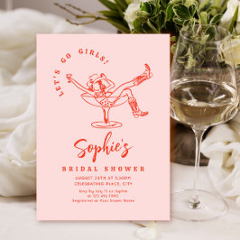 手ファンキー引き落書きレトロブライダルシャワー 招待状