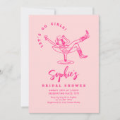 手ファンキー引き落書きレトロブライダルシャワー 招待状 (正面)