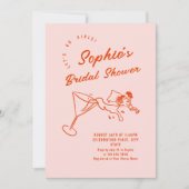 手ファンキー引き落書きレトロブライダルシャワー 招待状 (正面)