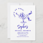 手ファンキー引き落書きレトロブライダルシャワー 招待状 (正面)