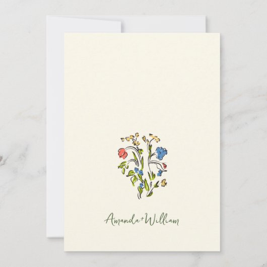 手ファンキー引き落書きレトロ結婚の 招待状 (裏面)