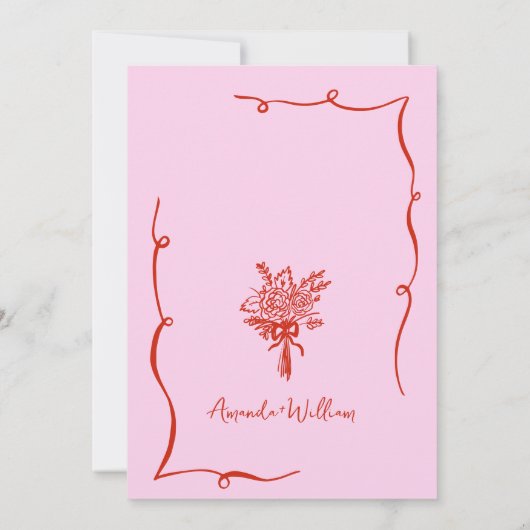 手ファンキー引き落書きレトロ結婚の 招待状 (裏面)