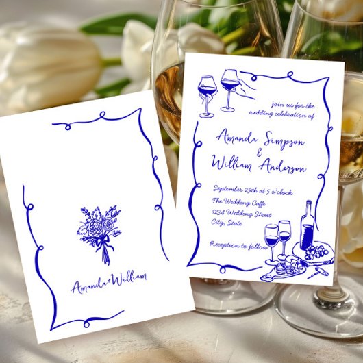 手ファンキー引き落書きレトロ結婚の 招待状