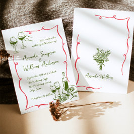 手ファンキー引き落書きレトロ結婚の 招待状