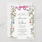 手ファンキー引き落書きレトロ結婚の 招待状 (正面)