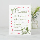 手ファンキー引き落書きレトロ結婚の 招待状 (スタンド正面)