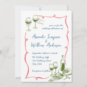 手ファンキー引き落書きレトロ結婚の 招待状 (正面)