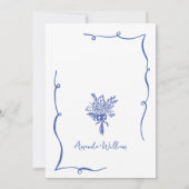 手ファンキー引き落書きレトロ結婚の 招待状 (裏面)