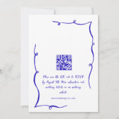 手ファンキー引き落書きレトロ結婚のQRコード 招待状 (裏面)