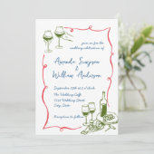 手ファンキー引き落書きレトロ結婚のQRコード 招待状 (スタンド正面)