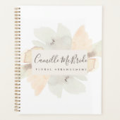 手フェミニン絵を描水彩花模様 プランナー手帳 (正面)