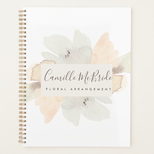 手フェミニン絵を描水彩花模様 プランナー手帳 (正面)