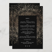 手フォーマルお洒落引き黒と金ゴールド結婚ズ メニュー (正面/裏面)