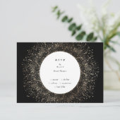 手フォーマルお洒落引き黒と金ゴールド結婚ズ 出欠カード (スタンド正面)
