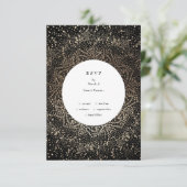 手フォーマルお洒落引き黒と金ゴールド結婚ズ 出欠カード (スタンド正面)