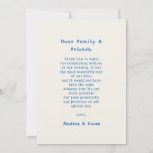 手フランスの引き弓モノグラムブルーフォト結婚ズ サンキューカード (裏面)